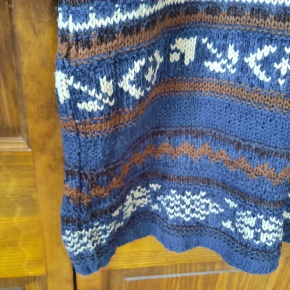 Tramonti Made in Italy wool blend Nordic fair isle chunky knit crewneck sweater - Picture 7 of 10